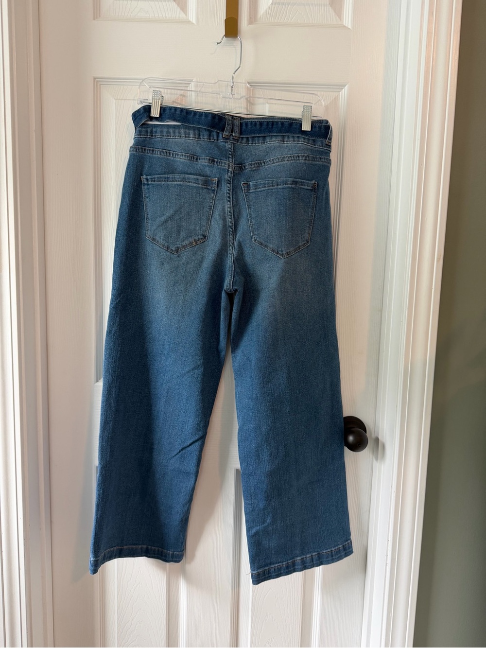Nicole Miller Ankle Length or Petite Belted Stretch SOHO Wide Leg Jeans sz 8 - Picture 5 of 10